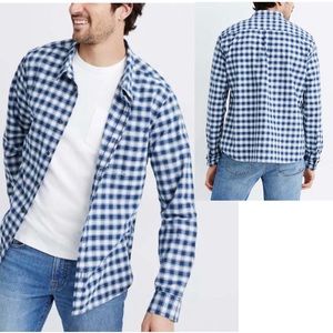 MADEWELL Baltic Blue Plaid Long Sleeve Button Down Shirt S
